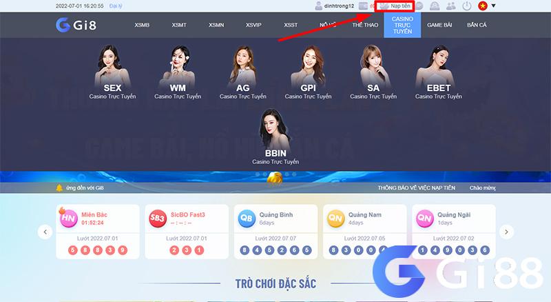 Nạp tiền Gi8