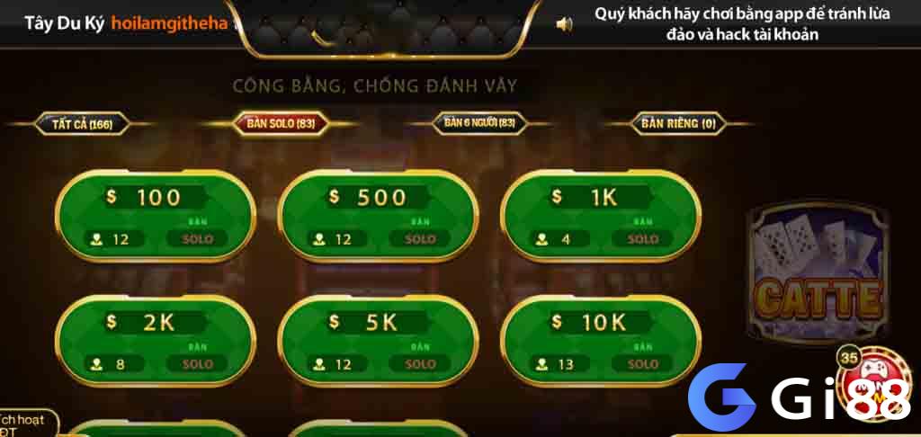 Chọn bàn chơi